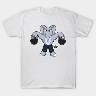 Elephant at Bodybuilding with Dumbbells T-Shirt